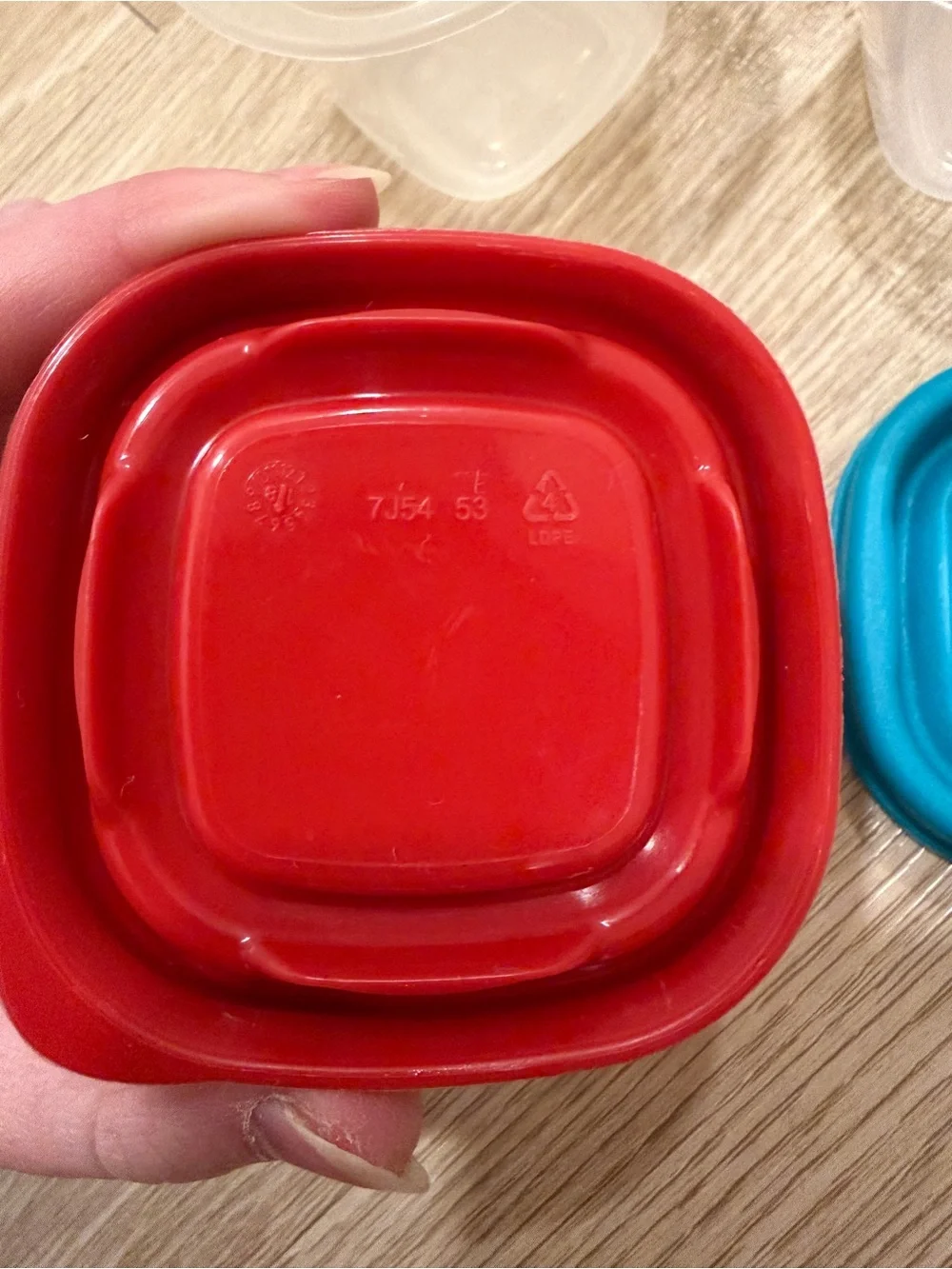 Lot x3 Rubbermaid 4oz Food Storage Clear Containers Red Turquoise Lids 6pc Set